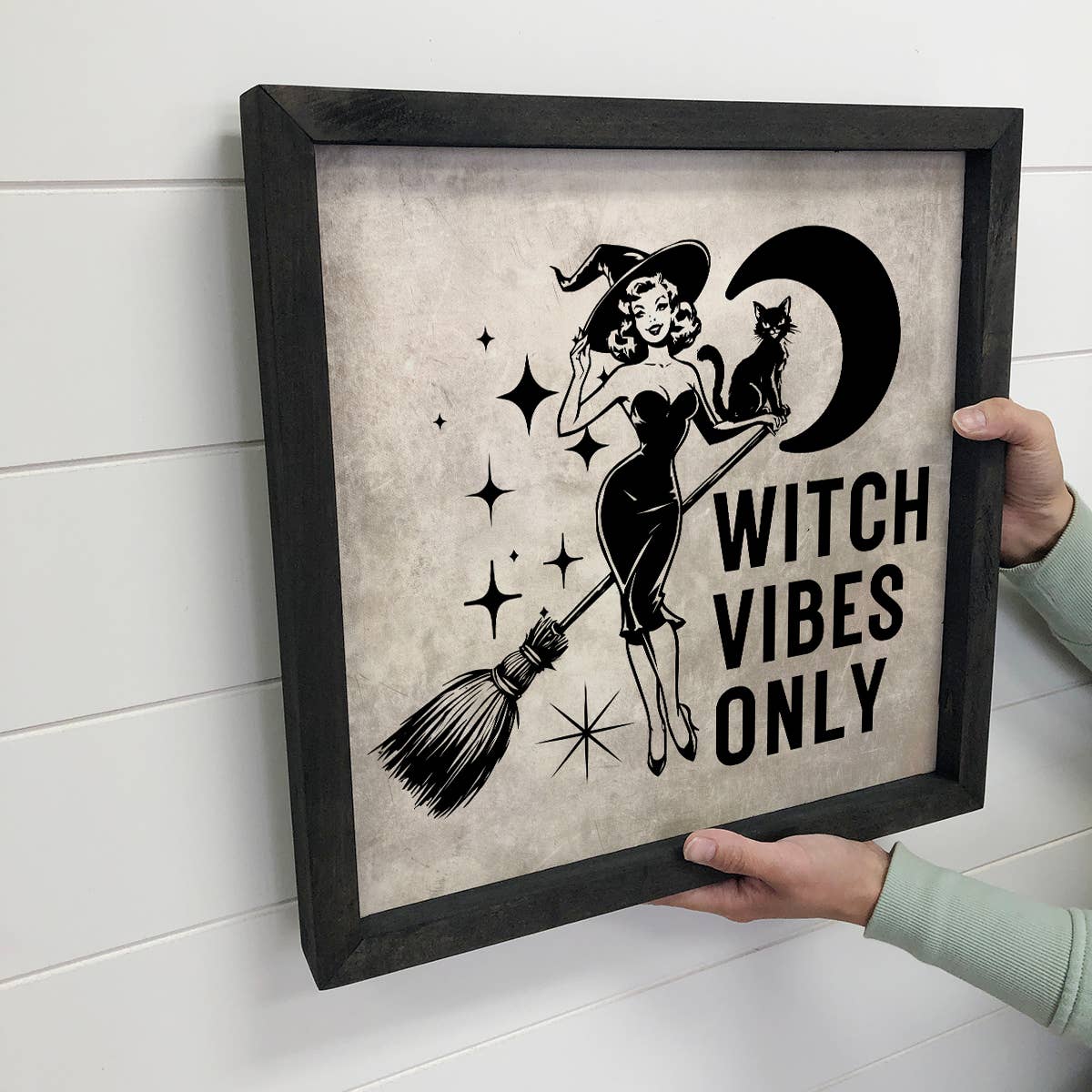 Witch Vibes Only - Halloween Canvas Art - Wood Framed Decor