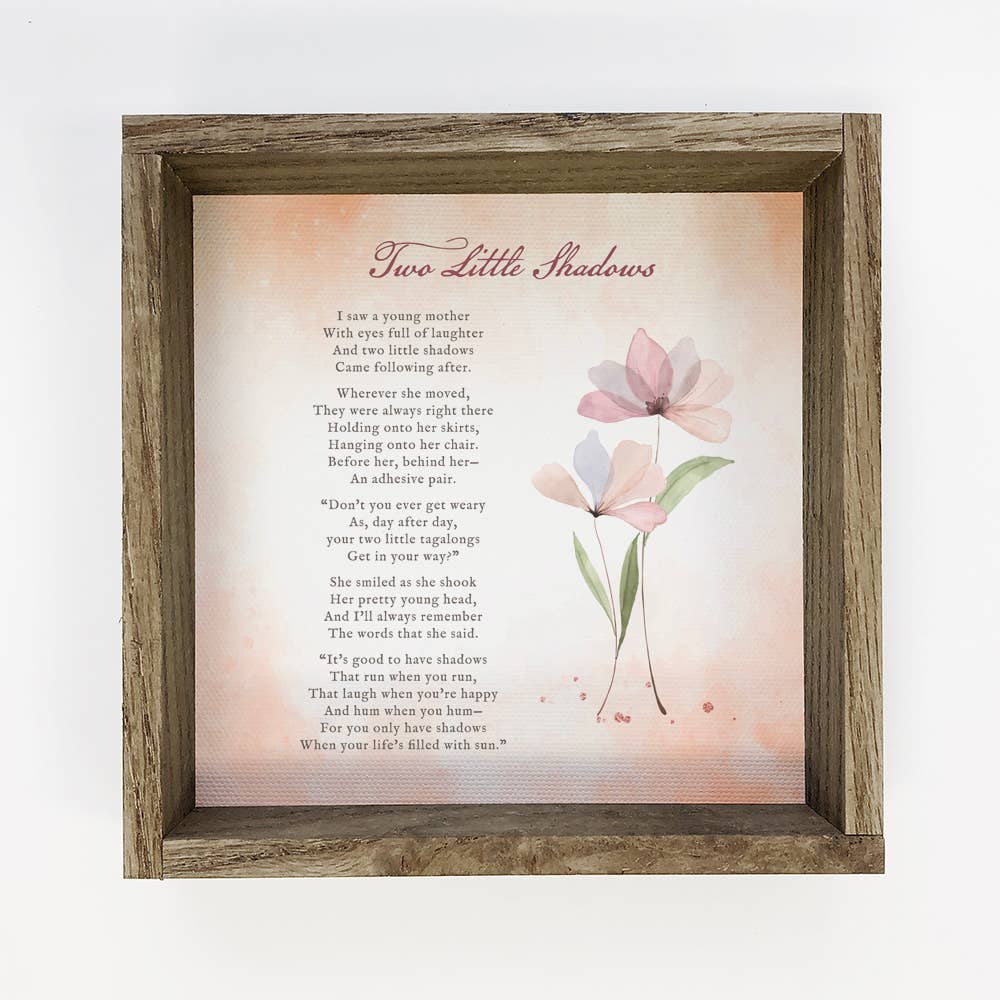 Two Little Shadows - Cute Poem Canvas Art - Wood Framed Art