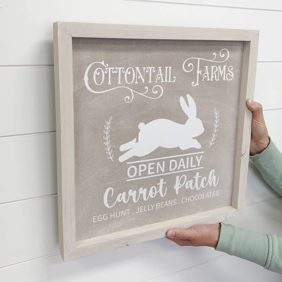 Cottontail Farms Beige - Easter Bunny Canvas Art - Framed