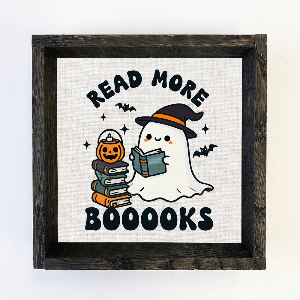 Funny Halloween Read More Books Ghost - Halloween Canvas Art