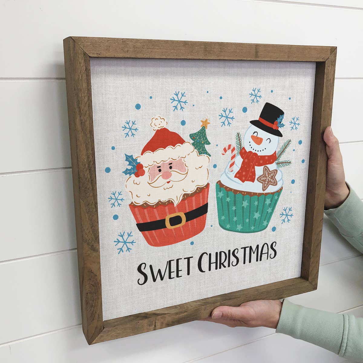 Sweet Christmas Cupcakes - Christmas Canvas Art - Wood Frame