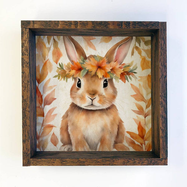 Fall Farm Animal Rabbit - Wood Framed Cute Animal Canvas Art
