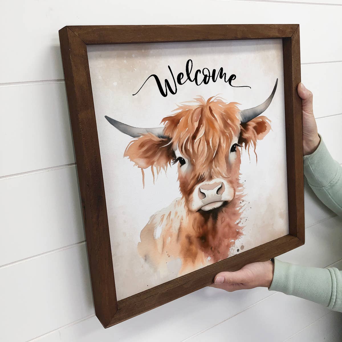 Welcome Highland Cow - Farmhouse Welcome Sign - Welcome Art