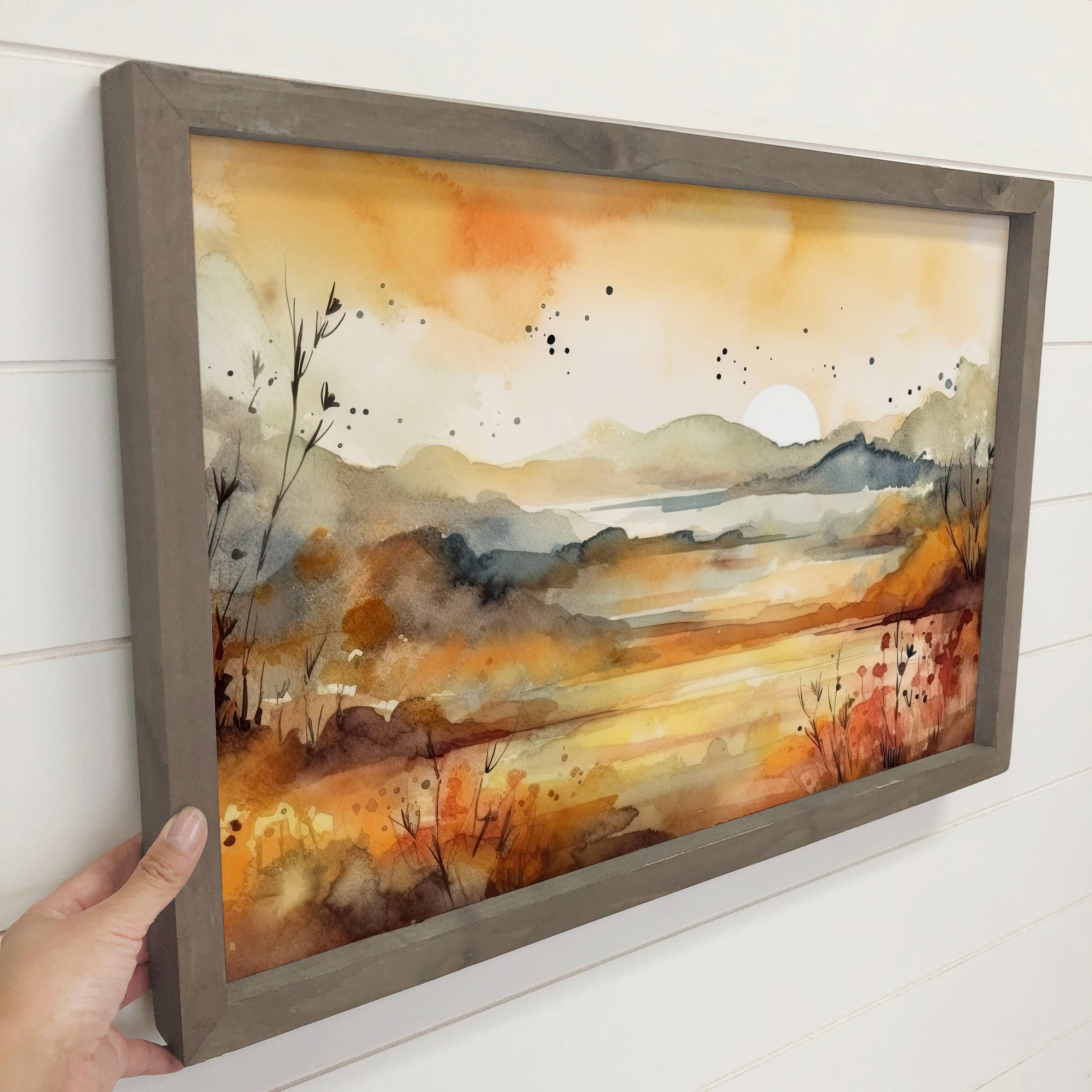 Lakeside Sunset Watercolor -  Lake House Wall Decor