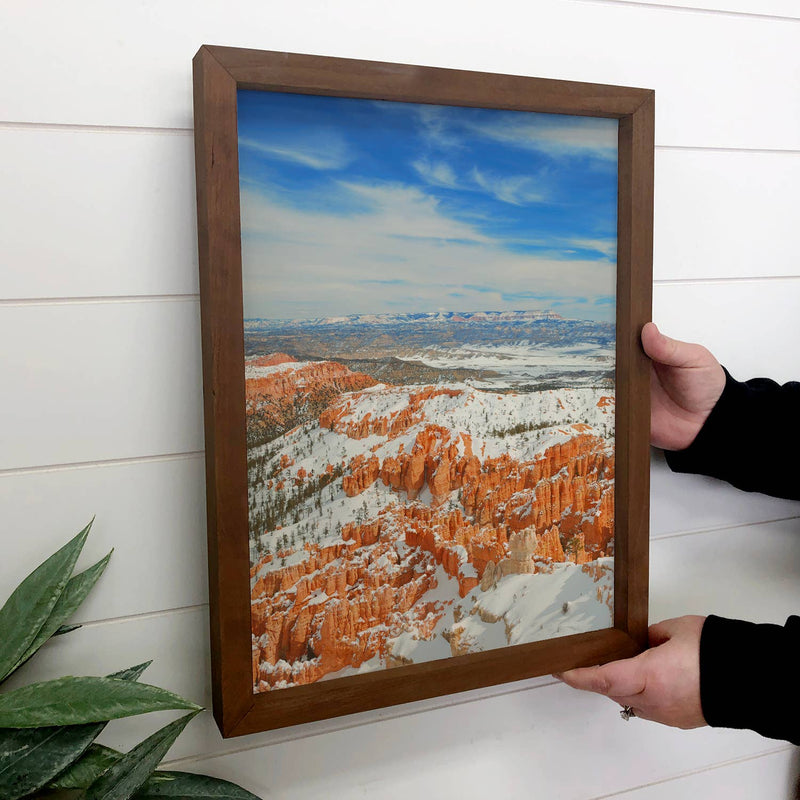 Bryce Canyon Snow - Framed Nature Photograph - Cabin Decor