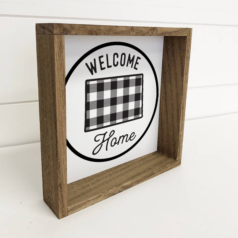 Welcome Home Colorado Buffalo Plaid Small Canvas Sign