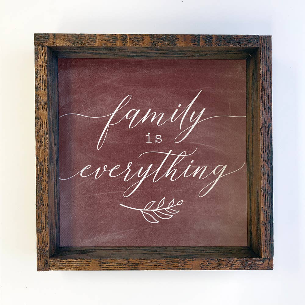 Small Shelf Sitting Canvas & Wood Sign Family is Everything