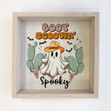 Boot Scootin Spooky - Cute Halloween Sign - Framed Word Sign