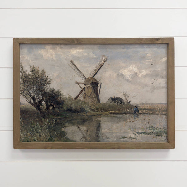 Windmill Pond - Nature Canvas Art - Framed Farmhouse Decor