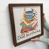 Folksy Keep Calm Drink Tea Read Books - Tea Cup Canvas Art