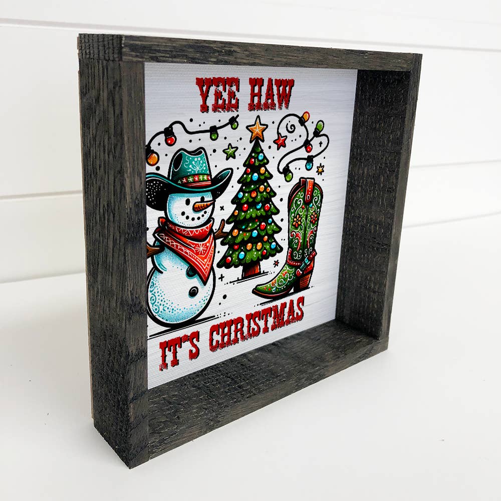 Yee Haw It's Christmas Western - Christmas Canvas Wall Art