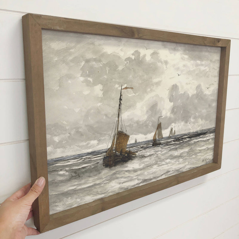 Fishing Boats - Nature Canvas Art - Wood Framed Wall Art