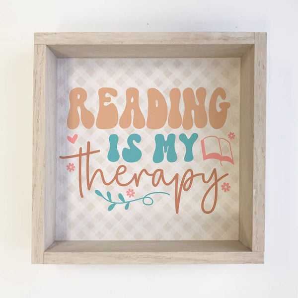 Reading Is My Therapy - Book Lover Word Art - Wood Framed