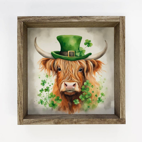 St Patrick's Highland Cow - St. Patrick's Canvas Art