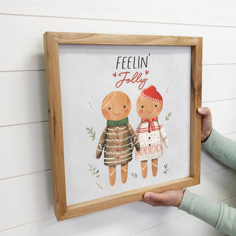 Hygge Feeling Jolly Gingerbread - Rustic Holiday Canvas Art