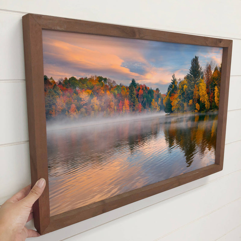 New England Fall - Framed Nature Wall Art - Cabin Wall Decor