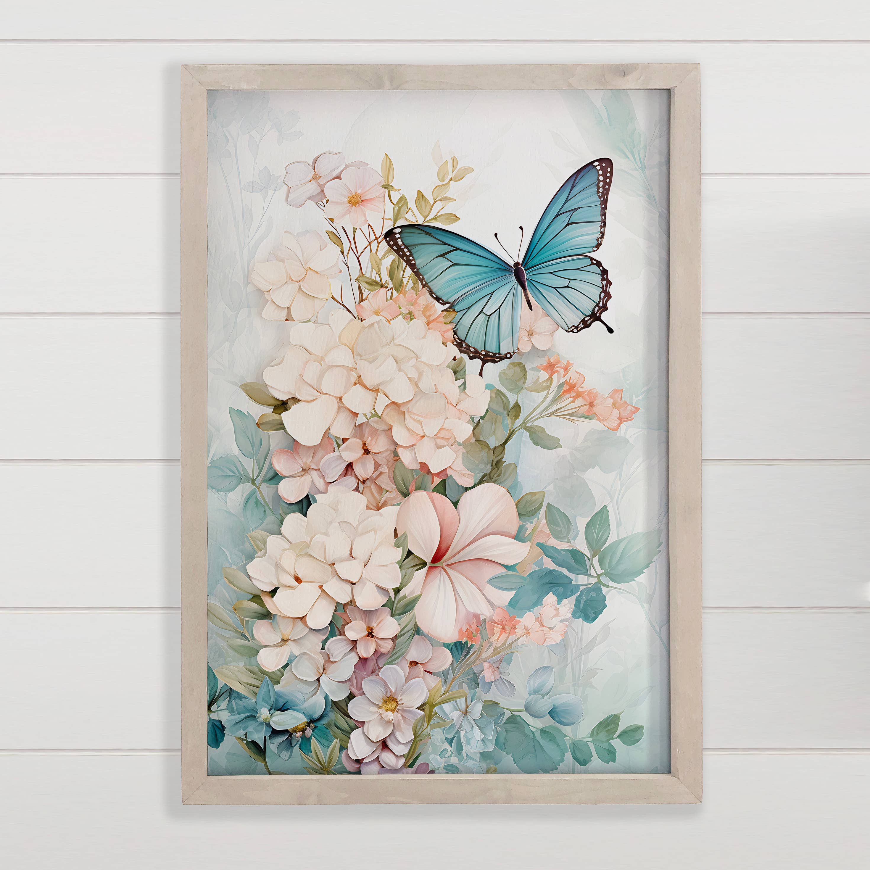 Butterfly Flower Bouquet - Nature Canvas Wall Art - Framed