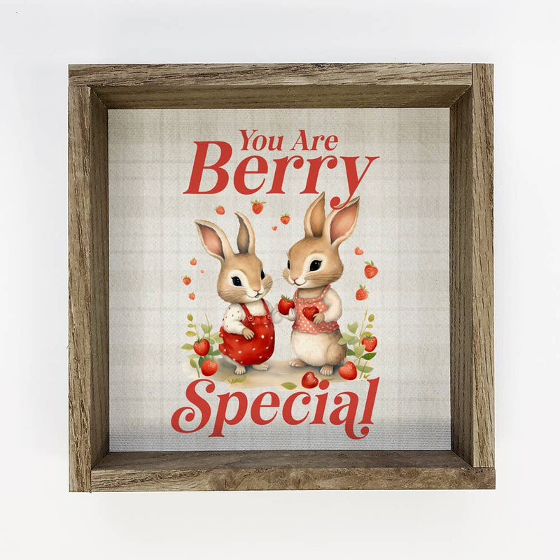 Vintage Valentines Bunny Berry Special - Valentines Day Art