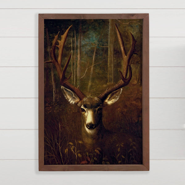 Stag Resting - Deer Canvas Wall Art - Wood Framed Wall Decor