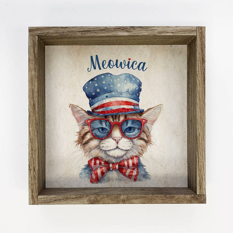 Meowica - Cute 4th of July Kitty - Funny America Cat Art