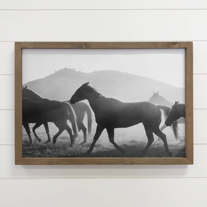 Horse Roundup - Farmhouse Wall Decor - Framed Animal Photo