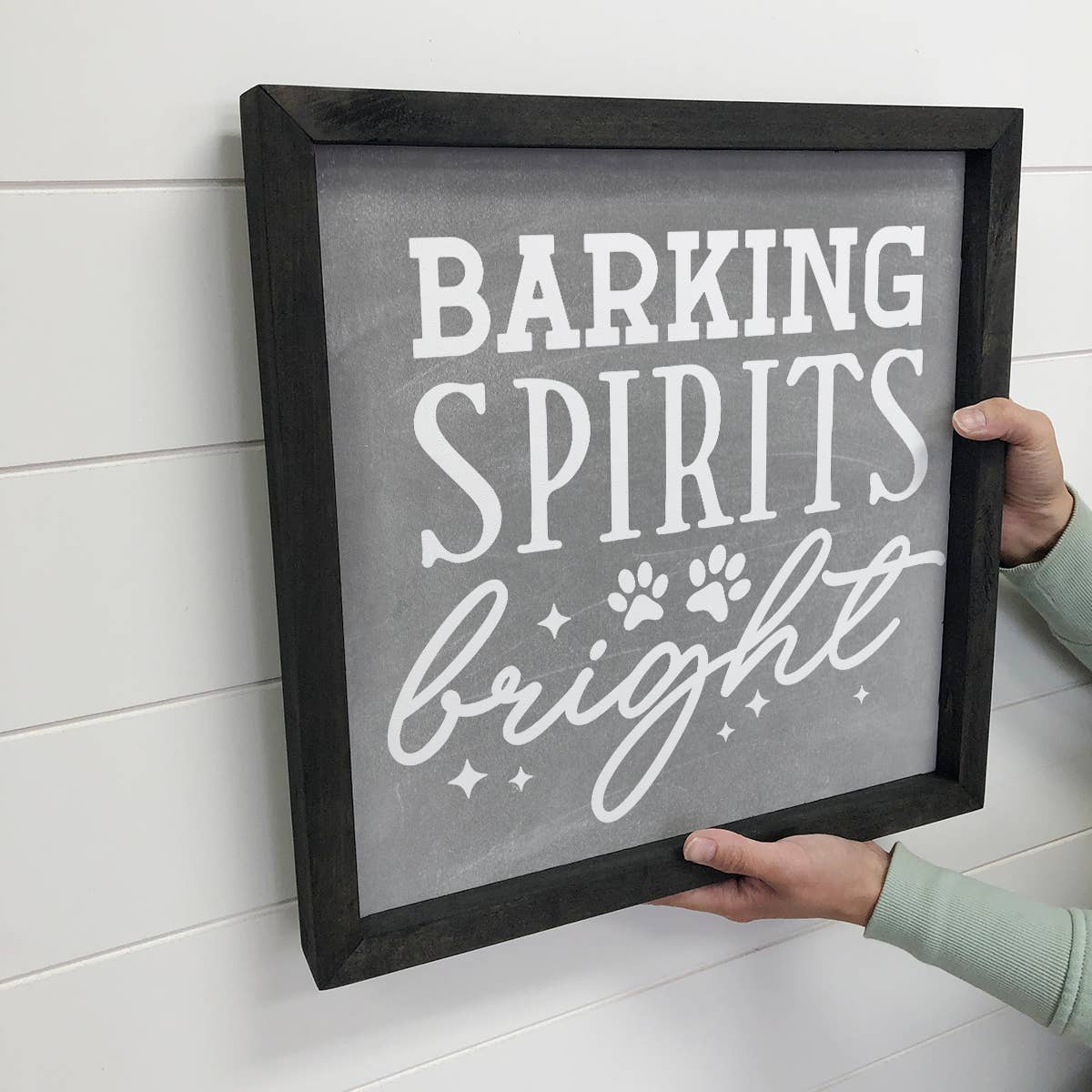 Barking Spirits Bright - Funny Dog Word Sign - Cute Wall Art