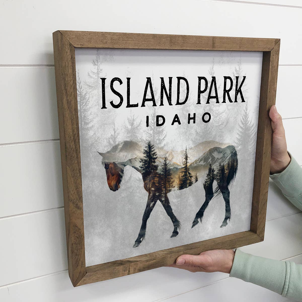 Horse Pine Trees Custom Town - Custom Canvas Art - Framed