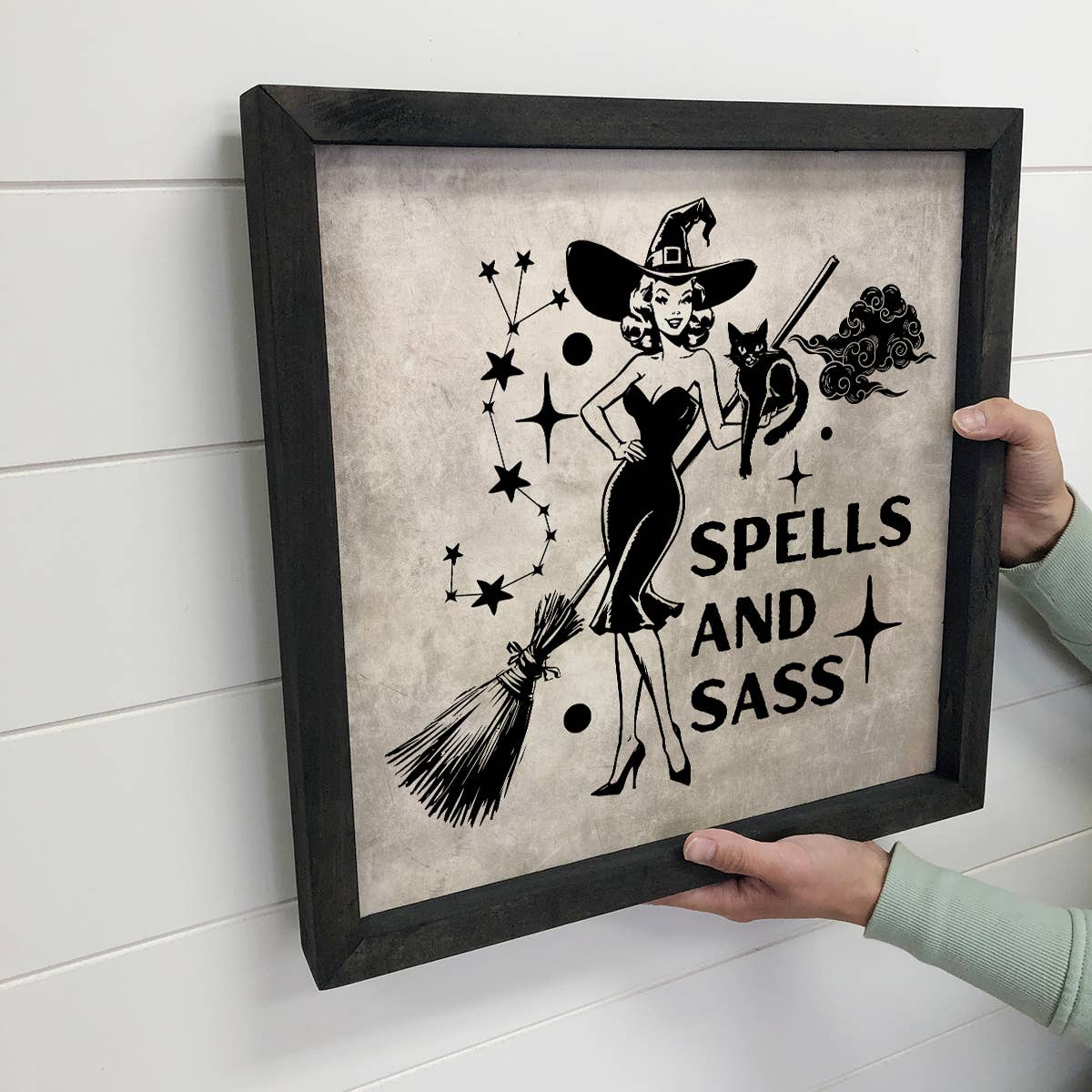 Witch Spells and Sass - Halloween Canvas Art - Wood Framed