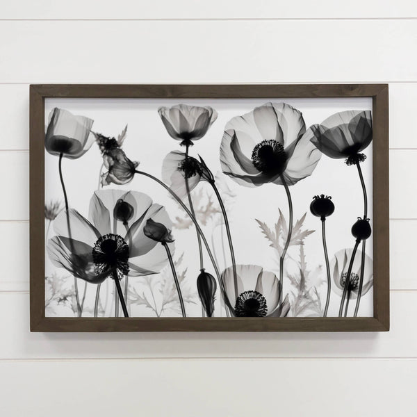 Poppies Silhouette - Nature Canvas Art - Wood Framed Decor
