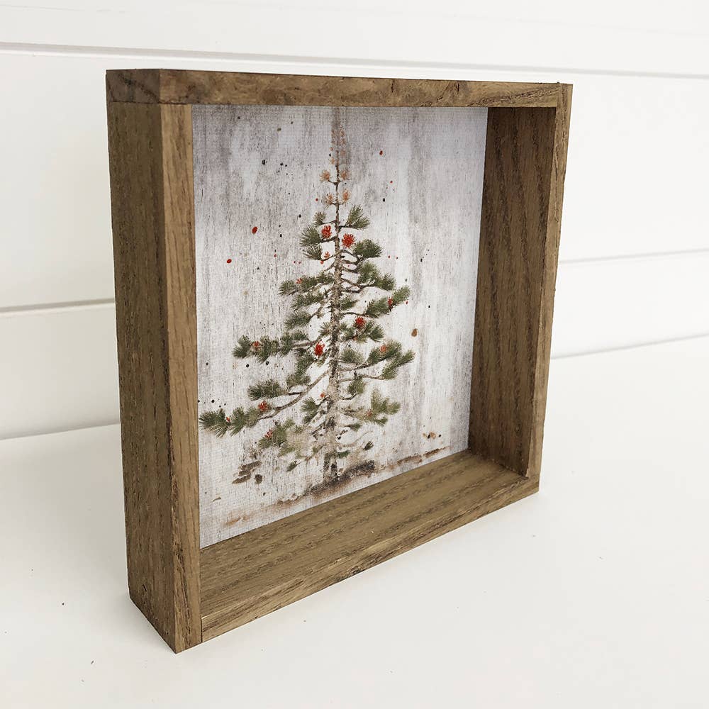 Twig Christmas Tree - Christmas Canvas Art - Framed Wall Art