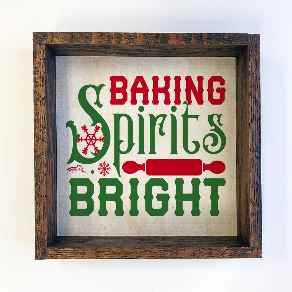 Baking Spirits Bright - Framed Holiday Sign - Christmas Sign