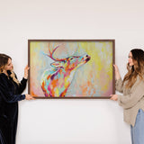 Colorful Deer Painting - Cabin Wall Art - Framed Canvas Art