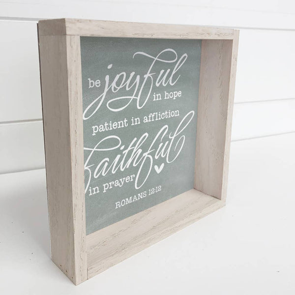 Christian Wooden Gift Sign Joyful in Hope Scripture Message