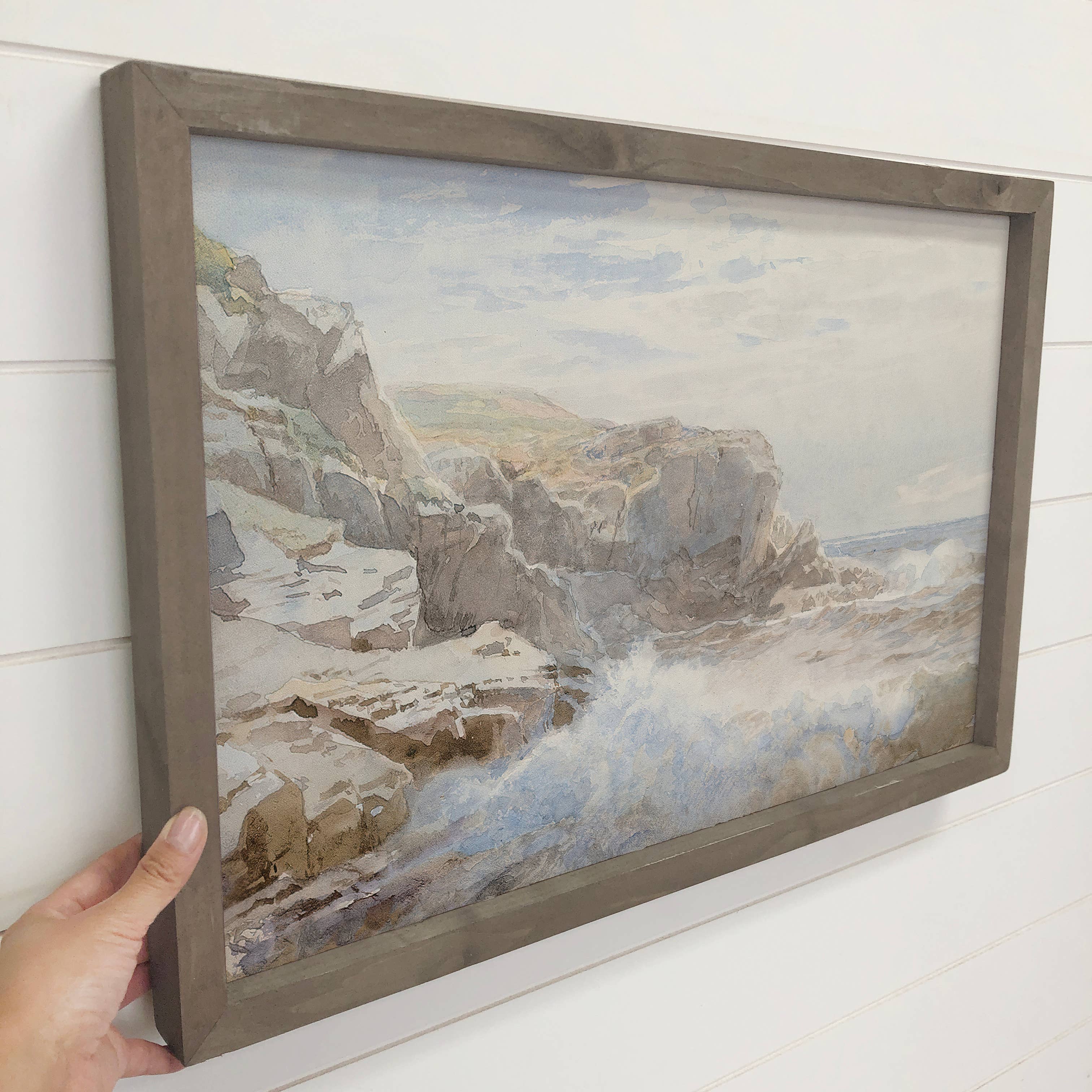 Crashing Waves on the Rocky Shore - Ocean Canvas Art - Frame