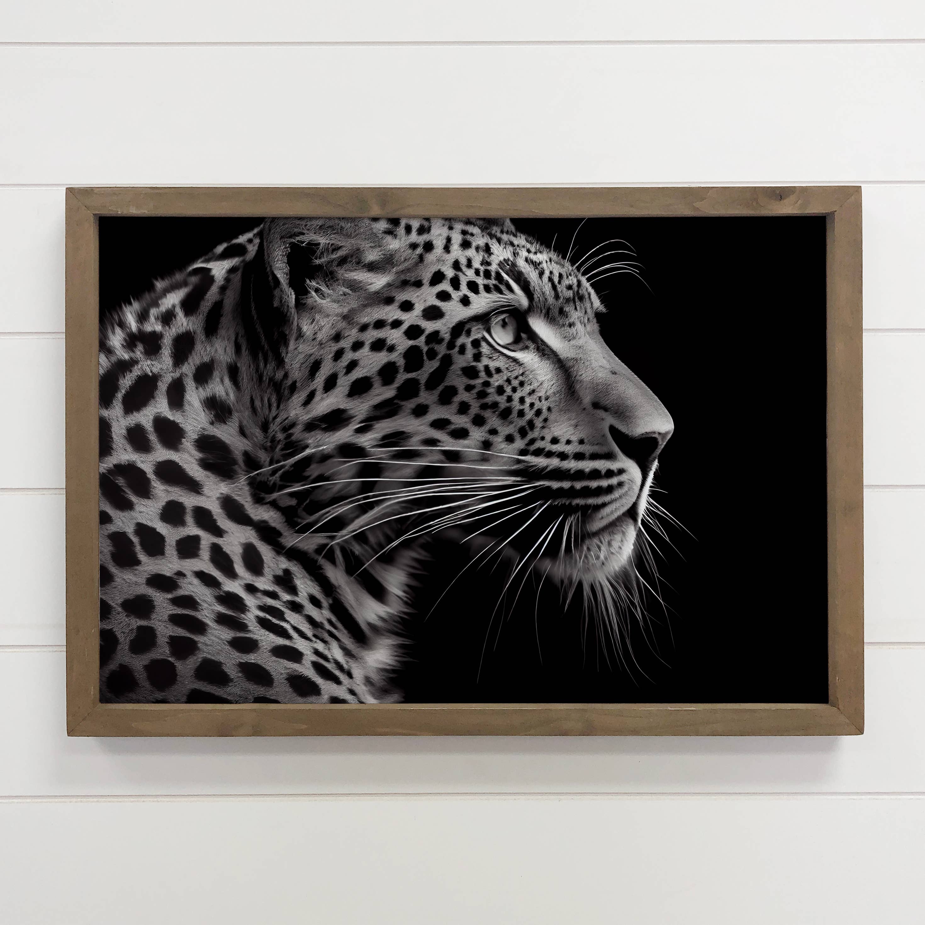 Black White Jaguar Face - Wildlife Photography - Framed Art