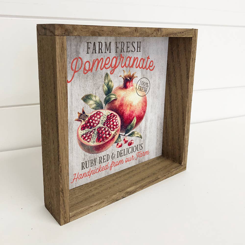 Farm Fresh Pomegranate - Farm Fruit Canvas Art - Wood Framed