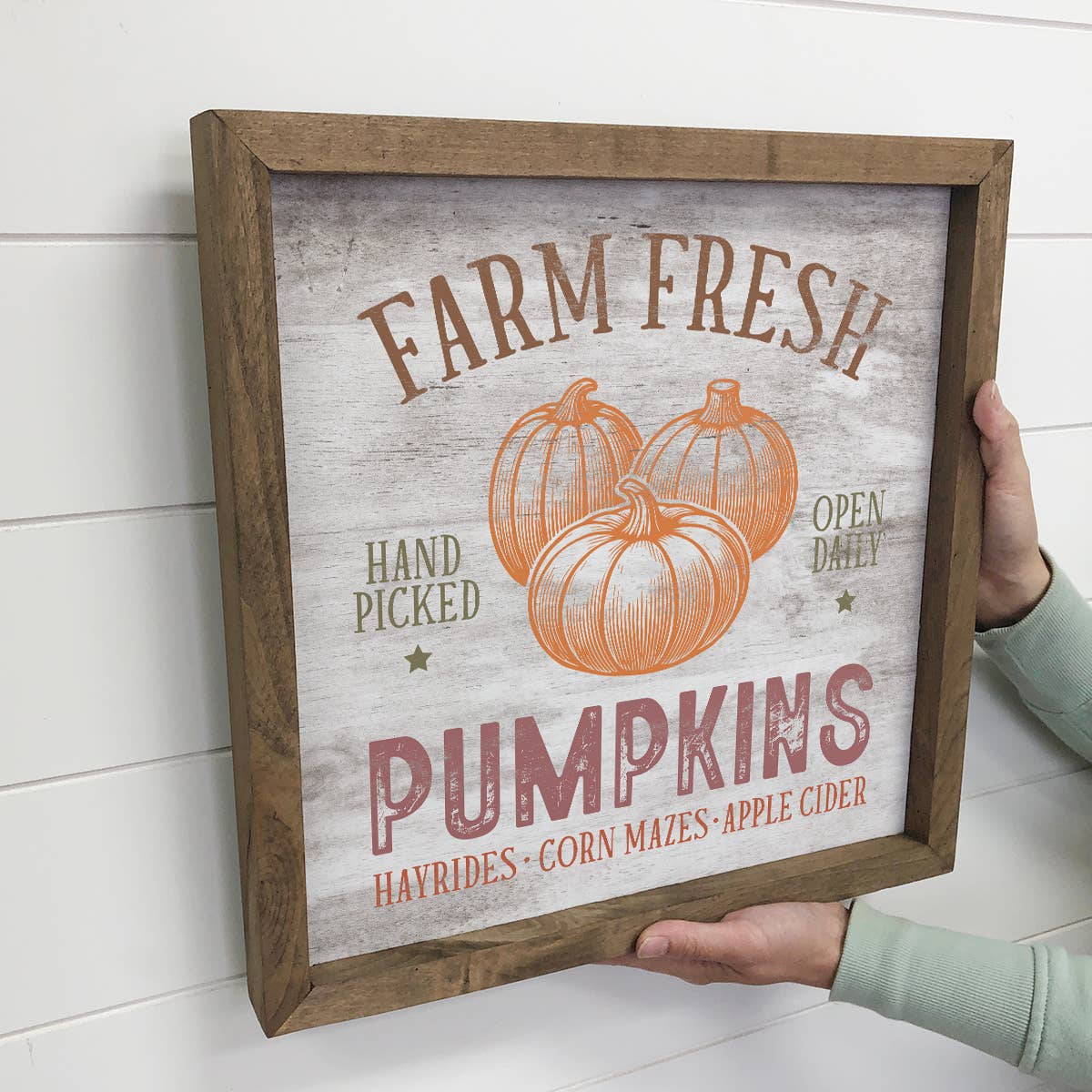 Farm Fresh Pumpkin Hand Picked - Fall Canvas Word Art Decor