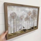 Deer in Forest Silhouettes - Framed Nature Art- Cabin Decor