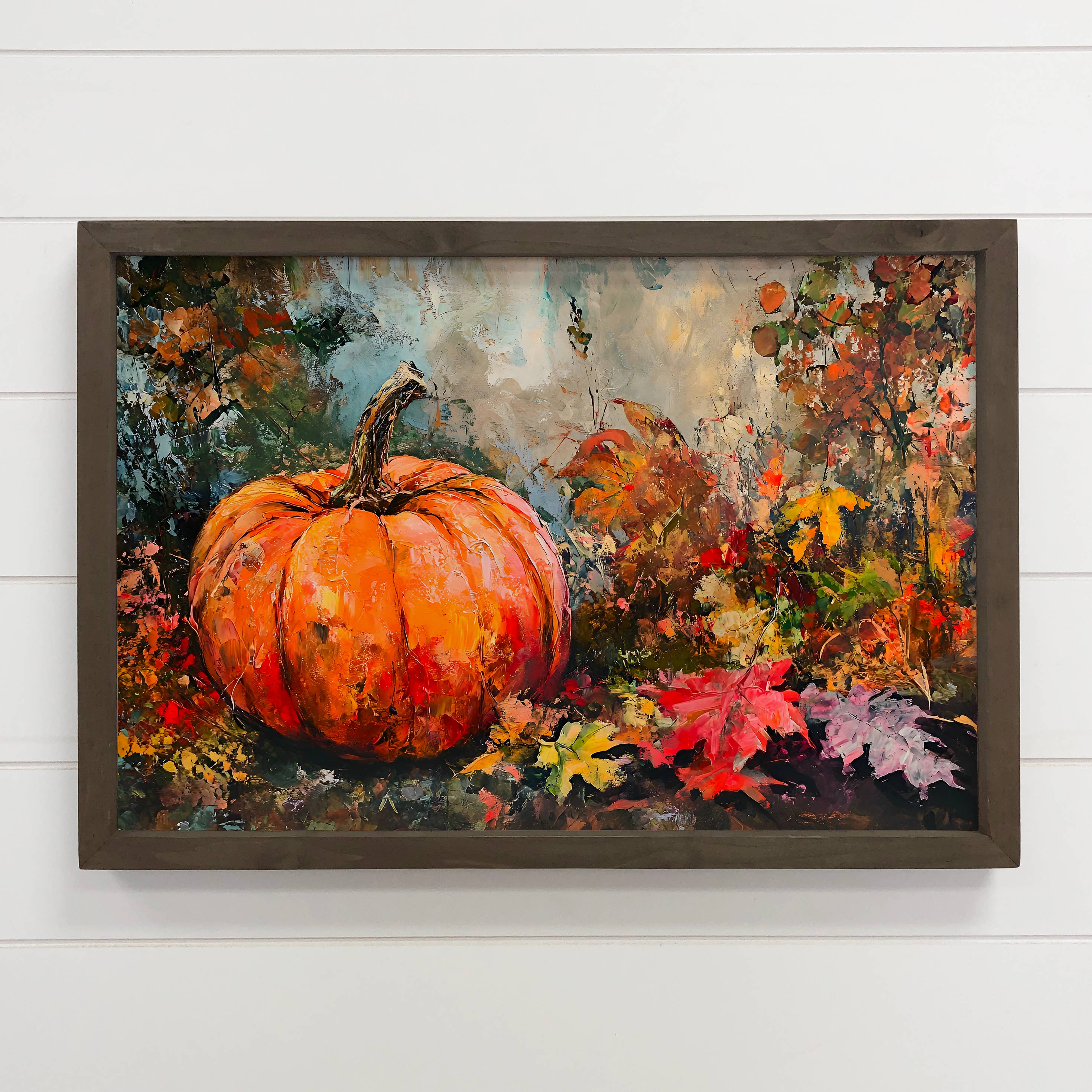 Moody Fall Pumpkin - Fall Canvas Art - Wood Framed Artwork