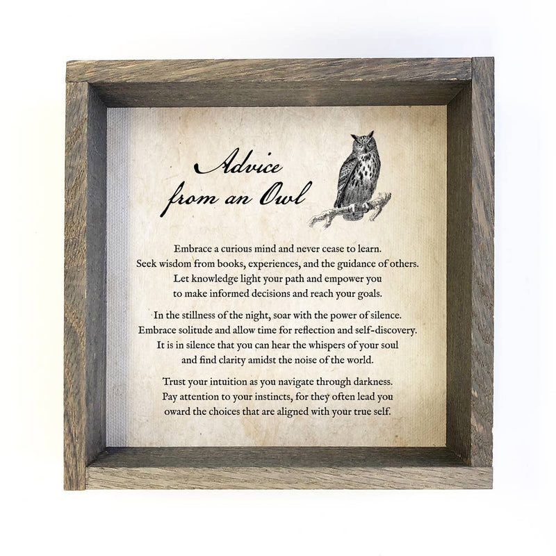 Advice from an Owl - Owl Wall Art - Vintage Owl Word Art