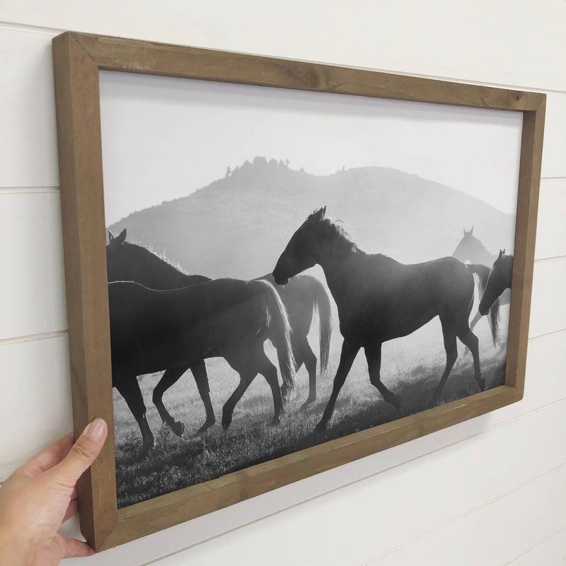 Horse Roundup - Farmhouse Wall Decor - Framed Animal Photo