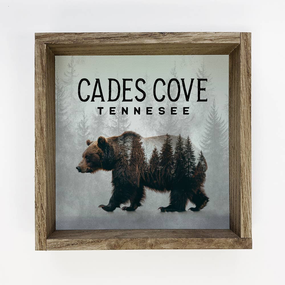 Bear Pine Trees Custom Town - Custom Canvas Art - Wood Frame