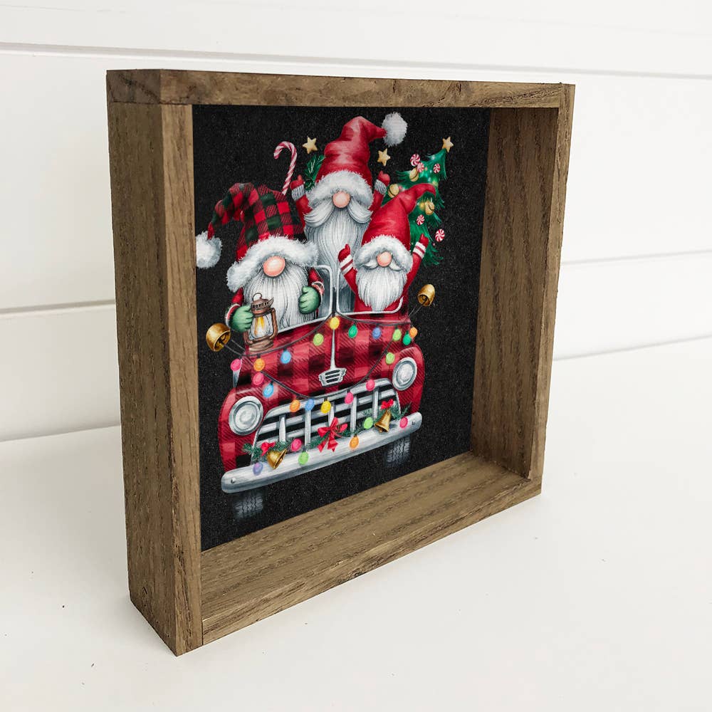 Gnome Christmas Party Car - Christmas Canvas Art - Framed