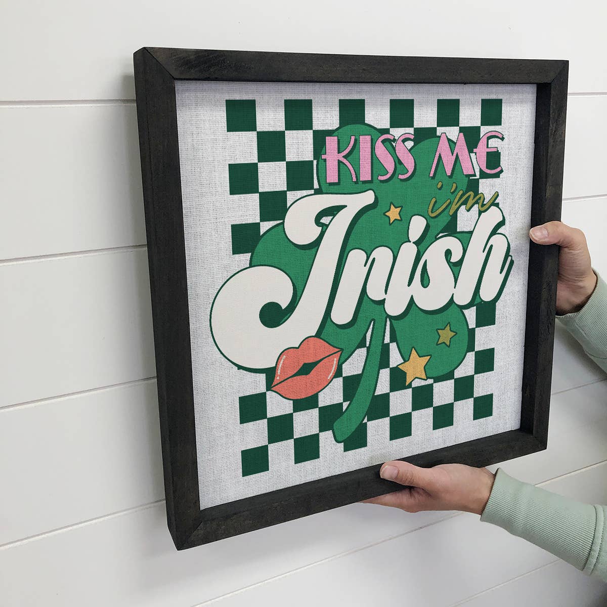 Retro Kiss Me I'm Irish - St. Patrick's Day Canvas Art