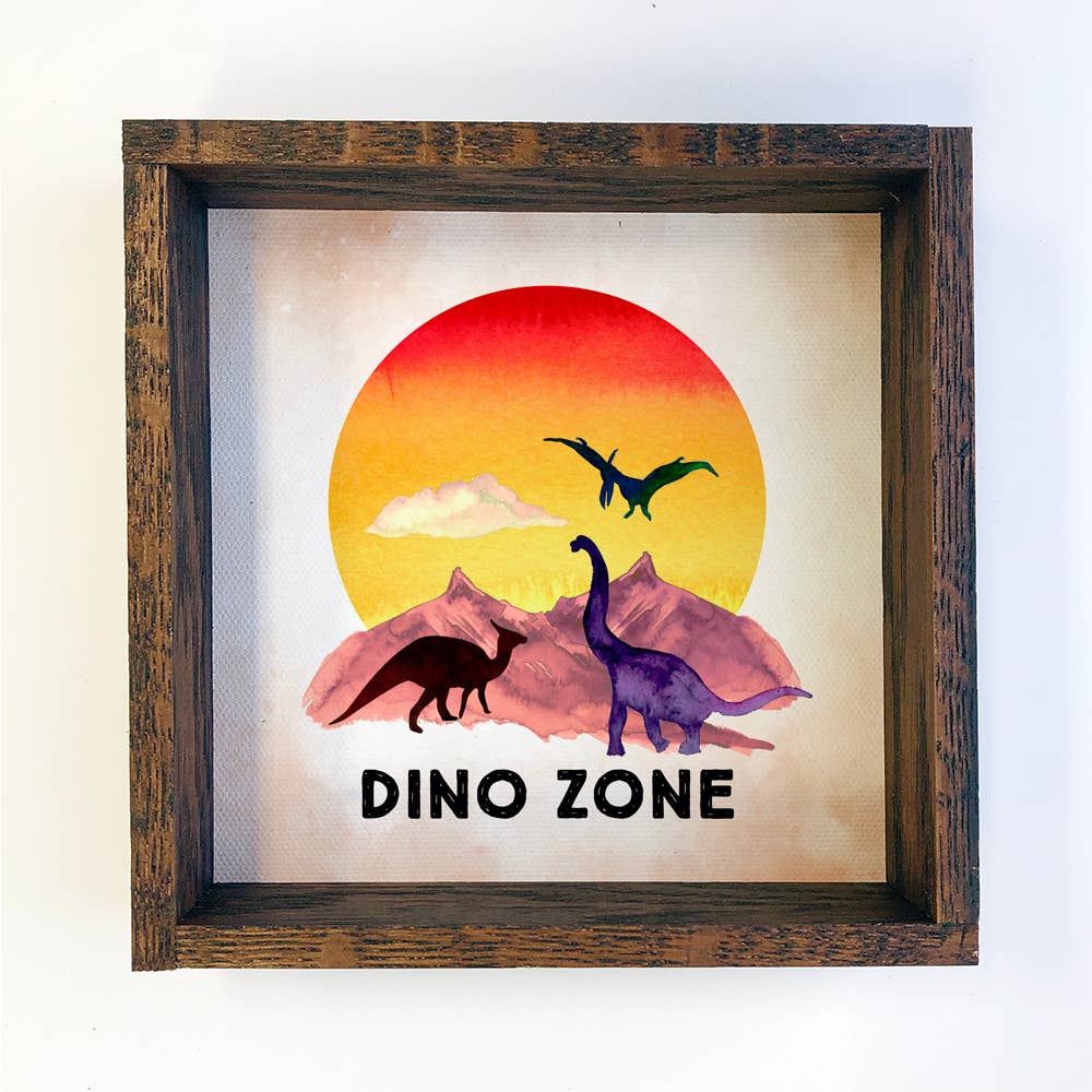 DINO ZONE Sunset Shelf Sitting Canvas Sign Kids Home Decor