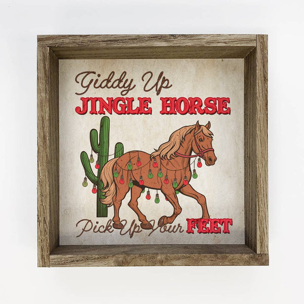 Western Giddy Up Jingle Horse - Vintage Christmas Word Art
