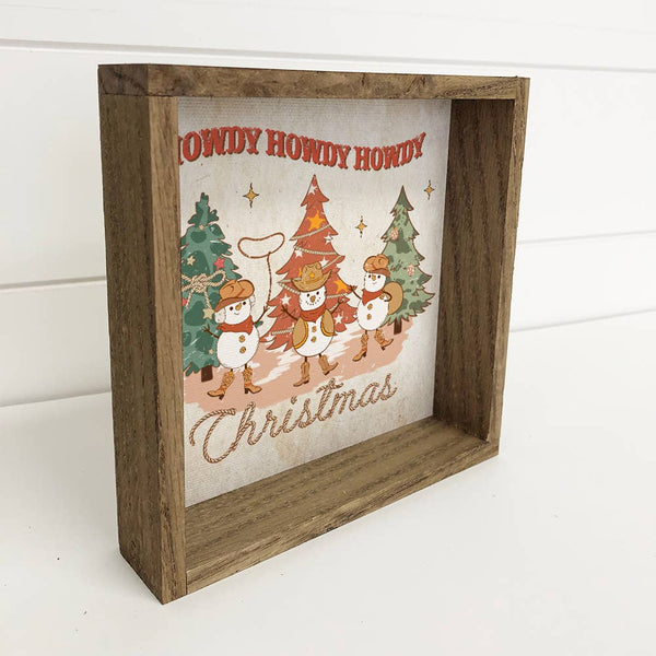 Howdy Christmas - Framed Holiday Word Sign - Cute Word Art