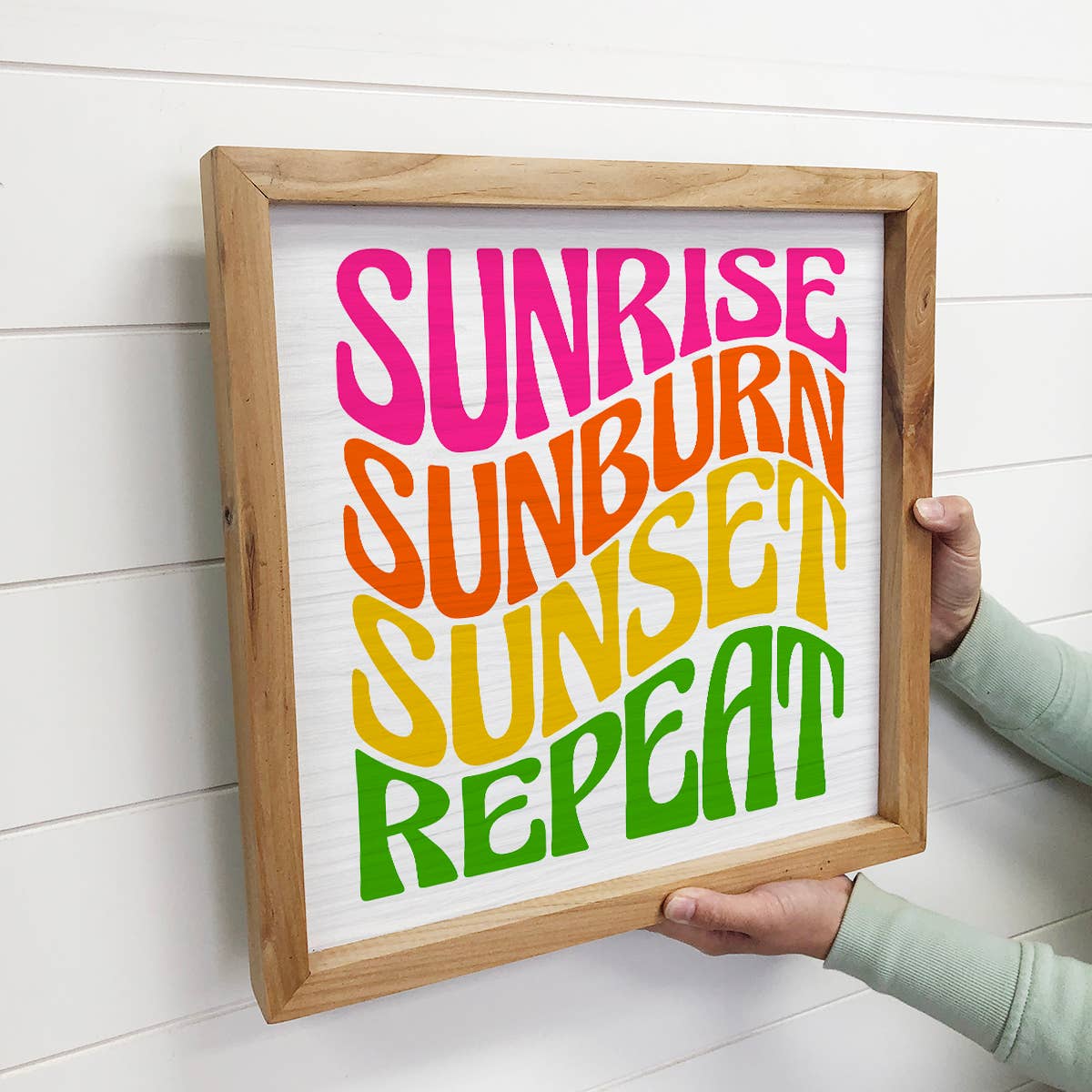 Sunrise Sunburn Sunset - Summer Word Art - Wood Framed Decor