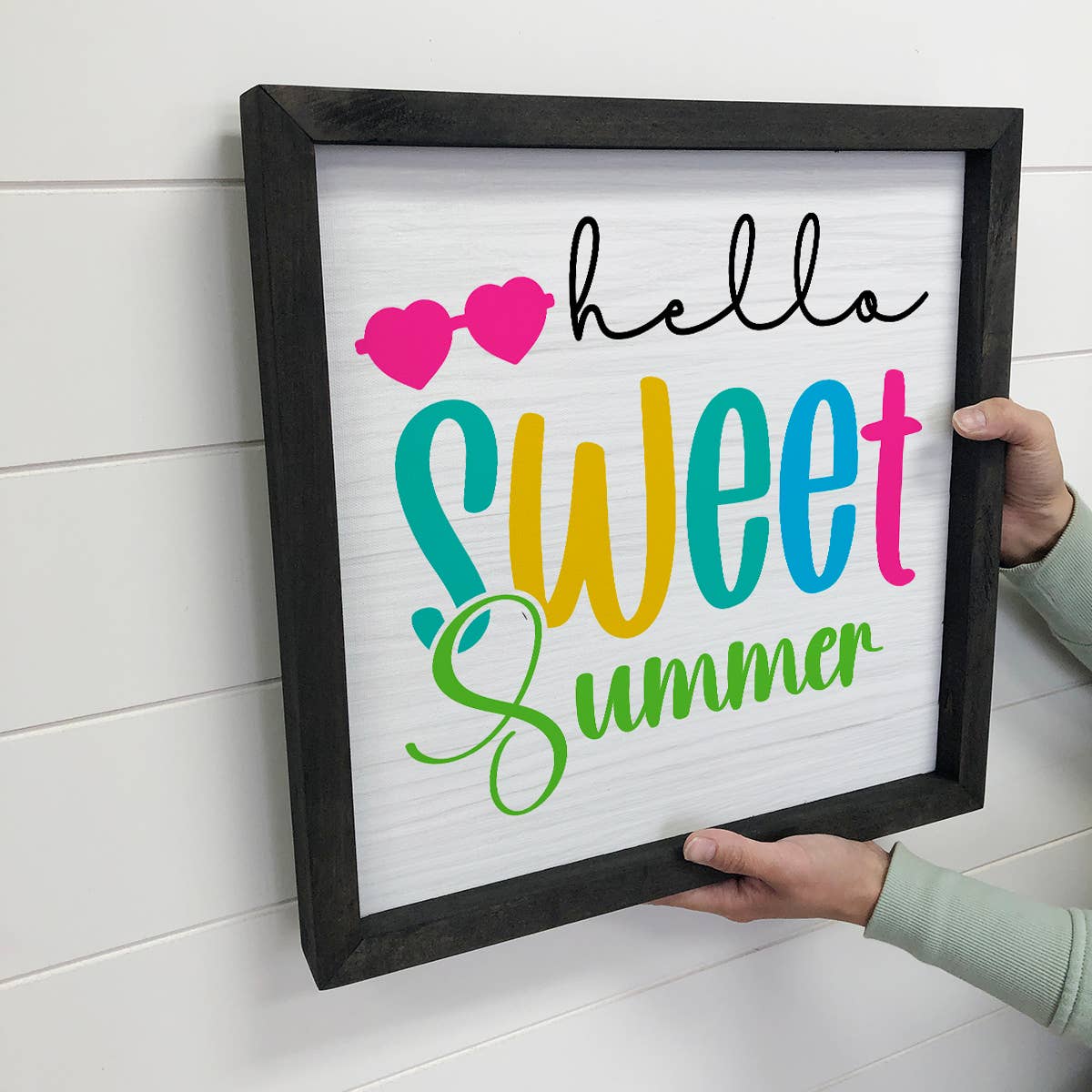 Hello Sweet Summer - Summer Canvas Sign - Wood Framed Art