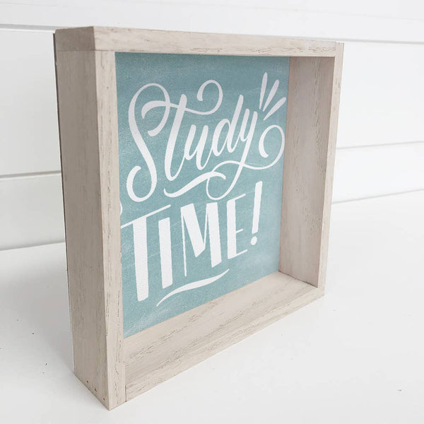 Study Time - Cute Framed Word Art Sign - Canvas Word Decor